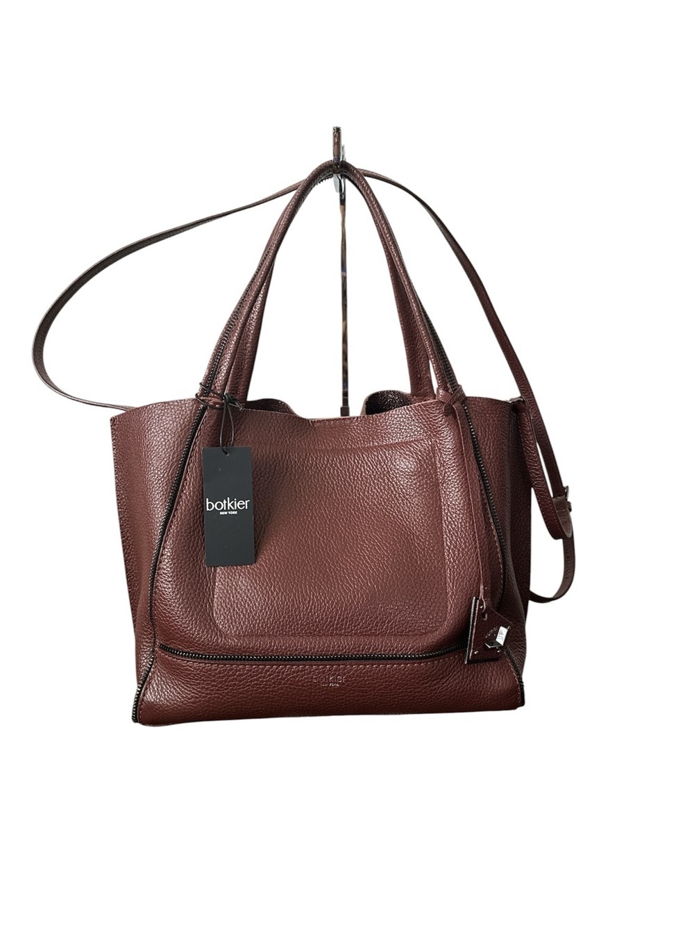 BOTKIER Soho Bite Size Brown Pebbled Leather Tote Everyday Medium Crossbody